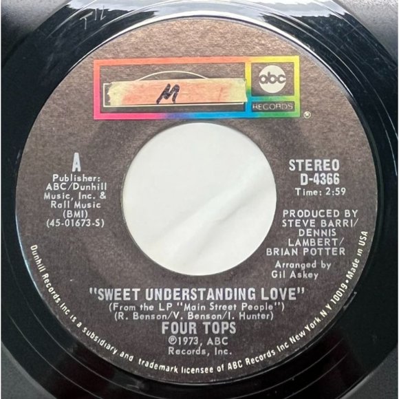 The Four Tops Sweet Understanding Love / Main Street People 45 Record Soul Funk - Picture 1 of 4